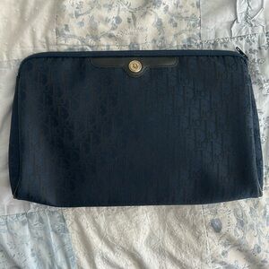 Christian Dior Vintage Trotter Canvas Pouch Navy Blue